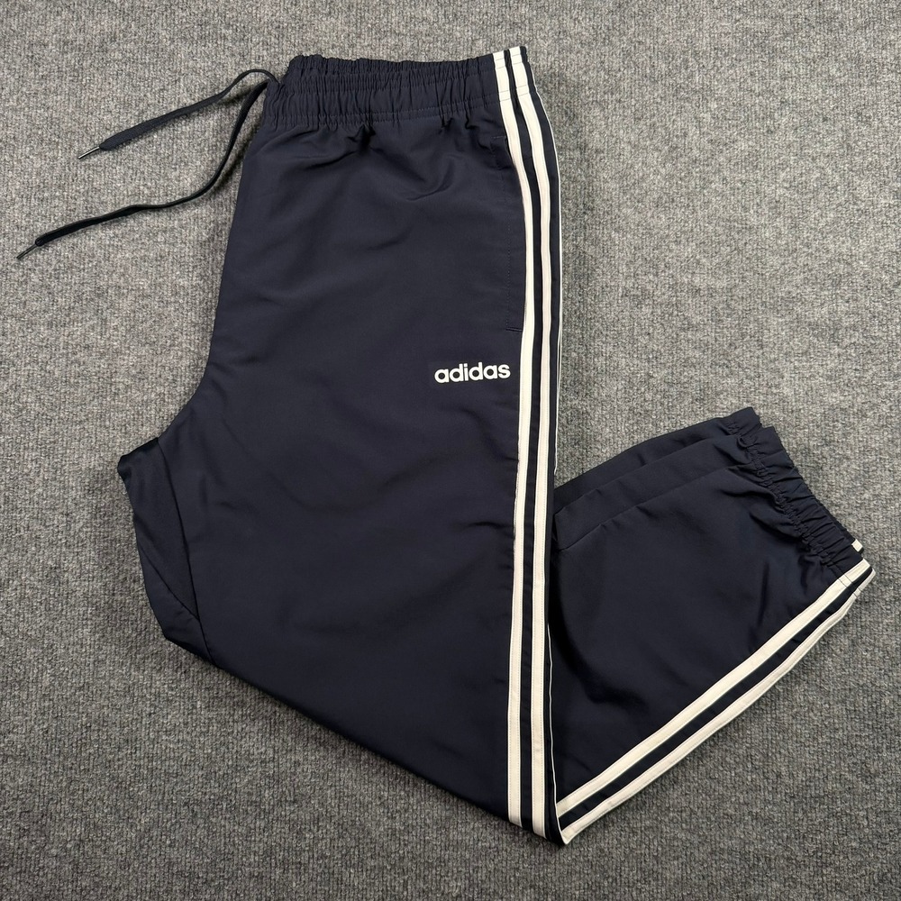 Adidas Track Pants Mens XL Navy Blue 3-Stripe Elastic Waist DU0433 Joggers